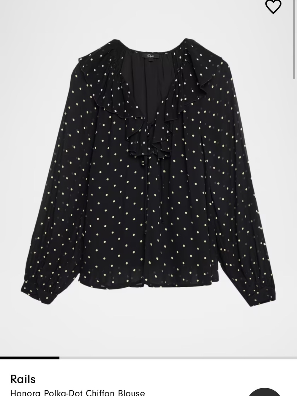 Rails “honora” Black Polka Dot chiffon Blouse